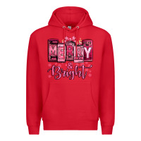 Red merry and bright pink Christmas Premium Hoodie - Jasminsmagicworld