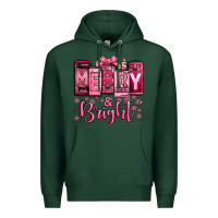 Sports Green merry and bright pink Christmas Premium Hoodie - Jasminsmagicworld