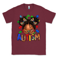 Burgundy autism afro girl Classic Tee - texasbilliewilder