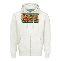 Oatmeal Heather Santa Baby Western Christmas Zipper Hoodie - RanaPortraitStore