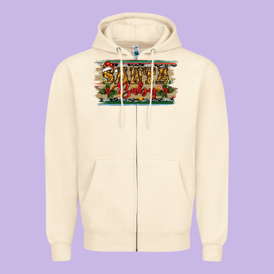 Zipper Hoodie Santa Baby Western Christmas