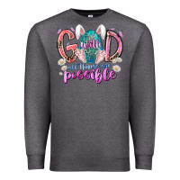 Charcoal Heather with god all things are possible Premium Sweatshirt - RacoonDesign