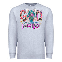 Heather Grey with god all things are possible Premium Sweatshirt - RacoonDesign