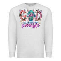 Oatmeal Heather with god all things are possible Premium Sweatshirt - RacoonDesign