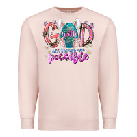 Pale Pink with god all things are possible Premium Sweatshirt - RacoonDesign