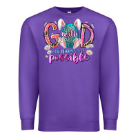 Purple with god all things are possible Premium Sweatshirt - RacoonDesign