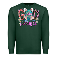 Sports Green with god all things are possible Premium Sweatshirt - RacoonDesign