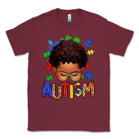 Burgundy autism afro kid Classic Tee - texasbilliewilder