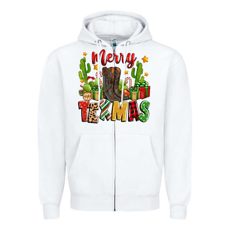 Merry Texmas Zipper Hoodie by Zillion Design Studio | Teevron