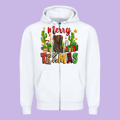 Merry Texmas Zipper Hoodie Designed By Zillion Design Studio