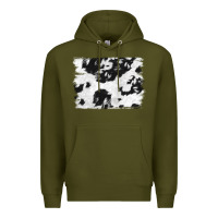 Army Green black and white cowhide backround Premium Hoodie - NancyCooperArtShop