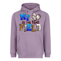 Lavender my heart is on that field baseball Heavyweight Hoodie - Zillion Design Studio