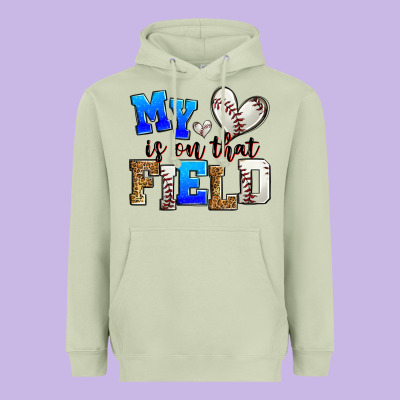 My Heart Is On That Field Baseball Heavyweight Hoodie Designed By Zillion Design Studio