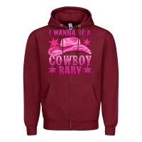Burgundy i wanna be a cowboy baby Zipper Hoodie - texasbilliewilder