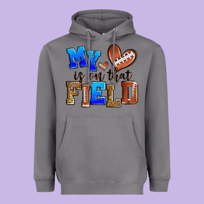 My Heart Is On That Field American Football Heavyweight Hoodie Designed By Zillion Design Studio