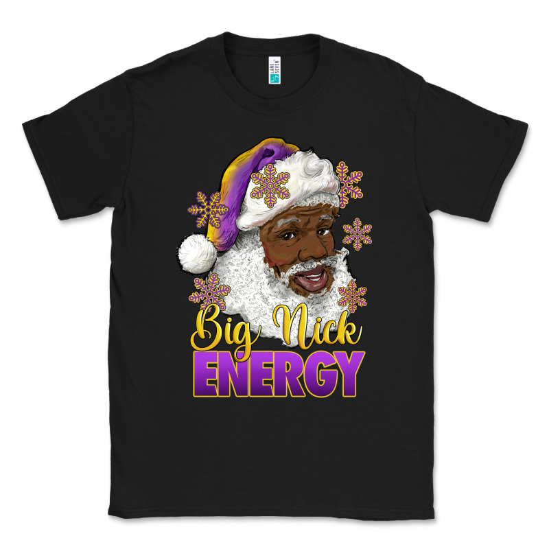 Big Nick Energy Purple And Gold Afro Santa Classic Tee by RanaPortraitStore | Teevron