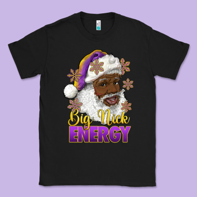 Big Nick Energy Purple And Gold Afro Santa Classic Tee Designed By Ranaportraitstore