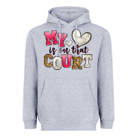 Heather Grey my heart is on that court volleyball Heavyweight Hoodie - Zillion Design Studio