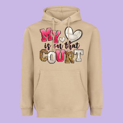My Heart Is On That Court Volleyball Heavyweight Hoodie Designed By Zillion Design Studio
