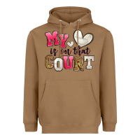 Toasted Coconut my heart is on that court volleyball Heavyweight Hoodie - Zillion Design Studio