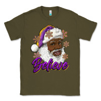 Army Green believe purple and gold african american santa Classic Tee - RanaPortraitStore