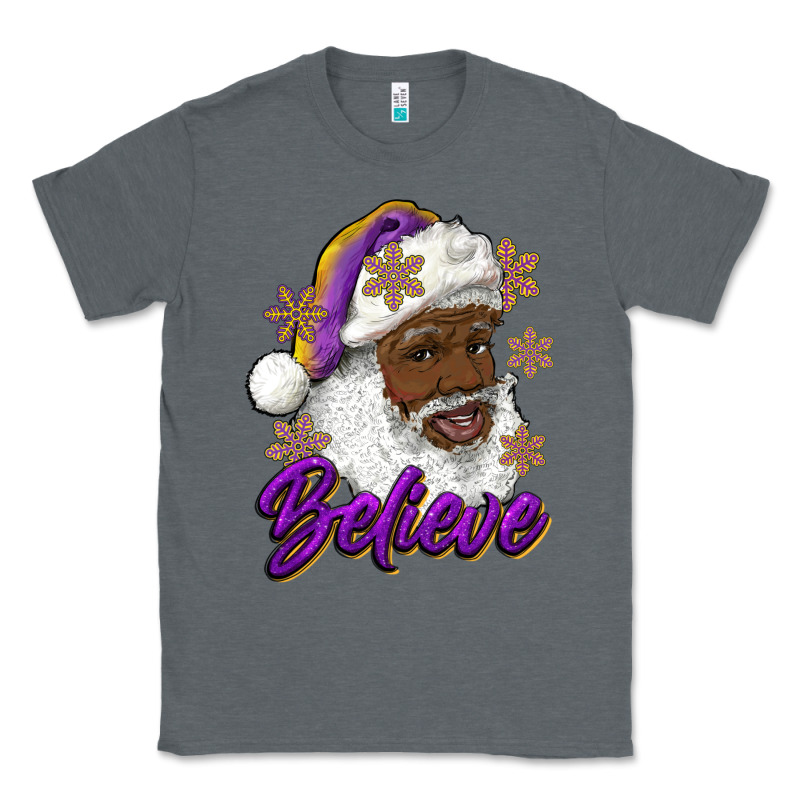 Believe Purple And Gold African American Santa Classic Tee by RanaPortraitStore | Teevron