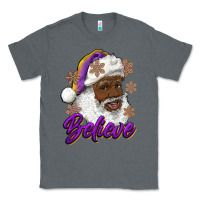 Charcoal Heather believe purple and gold african american santa Classic Tee - RanaPortraitStore