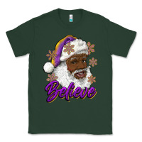 Sports Green believe purple and gold african american santa Classic Tee - RanaPortraitStore
