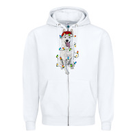 White Christmas White Shepherd With Christmas Lights Zipper Hoodie - RanaPortraitStore
