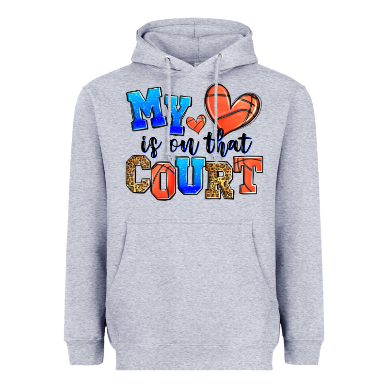 My Heart Is On That Court Basketball Heavyweight Hoodie by Zillion Design Studio | Teevron