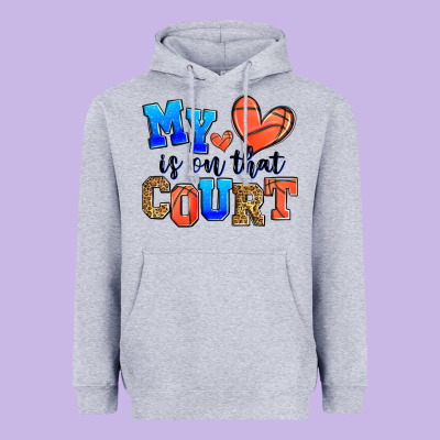 My Heart Is On That Court Basketball Heavyweight Hoodie Designed By Zillion Design Studio