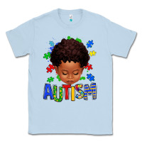 Dusty Blue autism afro kid full face Classic Tee - texasbilliewilder