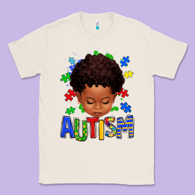 Autism Afro Kid Full Face Classic Tee Designed By Texasbilliewilder