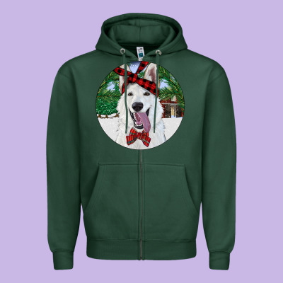 Zipper Hoodie Christmas White Shepherd With Cowhide