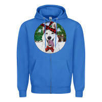 True Royal Christmas White Shepherd With Cowhide Zipper Hoodie - RanaPortraitStore