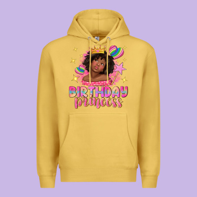 Birthday Princess With Afro Girl Premium Hoodie Designed By Nancycooperartshop