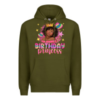 Army Green birthday princess with afro girl Premium Hoodie - NancyCooperArtShop