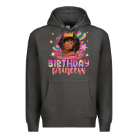 Charcoal Heather birthday princess with afro girl Premium Hoodie - NancyCooperArtShop