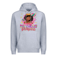 Heather Grey birthday princess with afro girl Premium Hoodie - NancyCooperArtShop