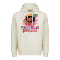 Oatmeal Heather birthday princess with afro girl Premium Hoodie - NancyCooperArtShop