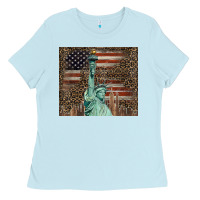 Baby Blue statue of liberty tumbler Ladies Tee - BarkalooDesign