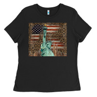 Black statue of liberty tumbler Ladies Tee - BarkalooDesign