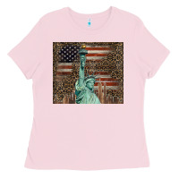 Bubblegum Pink statue of liberty tumbler Ladies Tee - BarkalooDesign