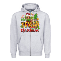 Heather Grey merry texas christmas Zipper Hoodie - Zillion Design Studio