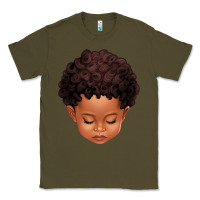 Army Green cute afro boy Classic Tee - texasbilliewilder