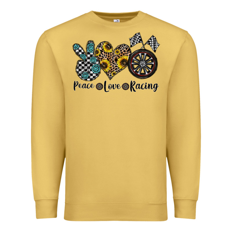 Peace Love Racing Premium Sweatshirt by CowhideDigitalArt | Teevron