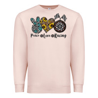 Pale Pink peace love racing Premium Sweatshirt - CowhideDigitalArt