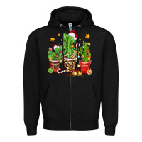 Black Christmas cactus Zipper Hoodie - Zillion Design Studio