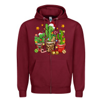 Burgundy Christmas cactus Zipper Hoodie - Zillion Design Studio