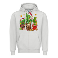 Dove Grey Christmas cactus Zipper Hoodie - Zillion Design Studio